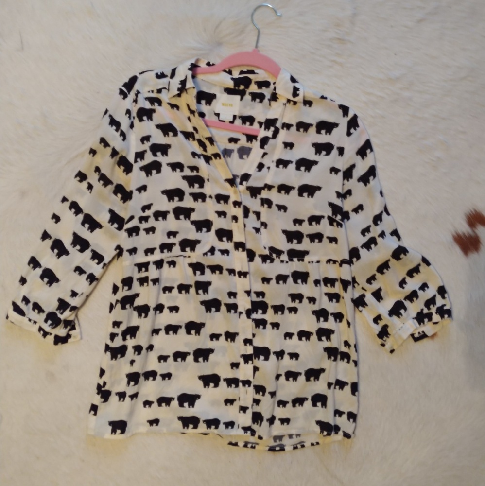 Anthropologie black bear blouse